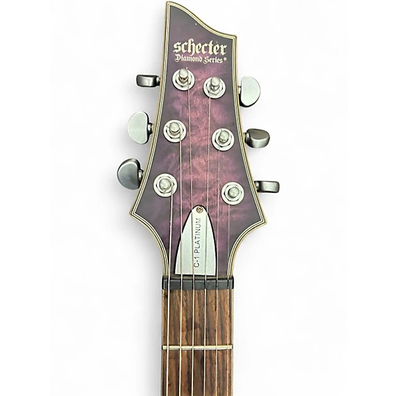 Used Schecter Guitar Research C1 Platinum Satin Purple Burst Solid Body Electric Guitar