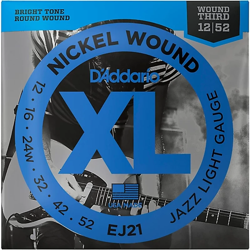 D'Addario EJ21 XL Nickel Jazz Light Electric Guitar Strings