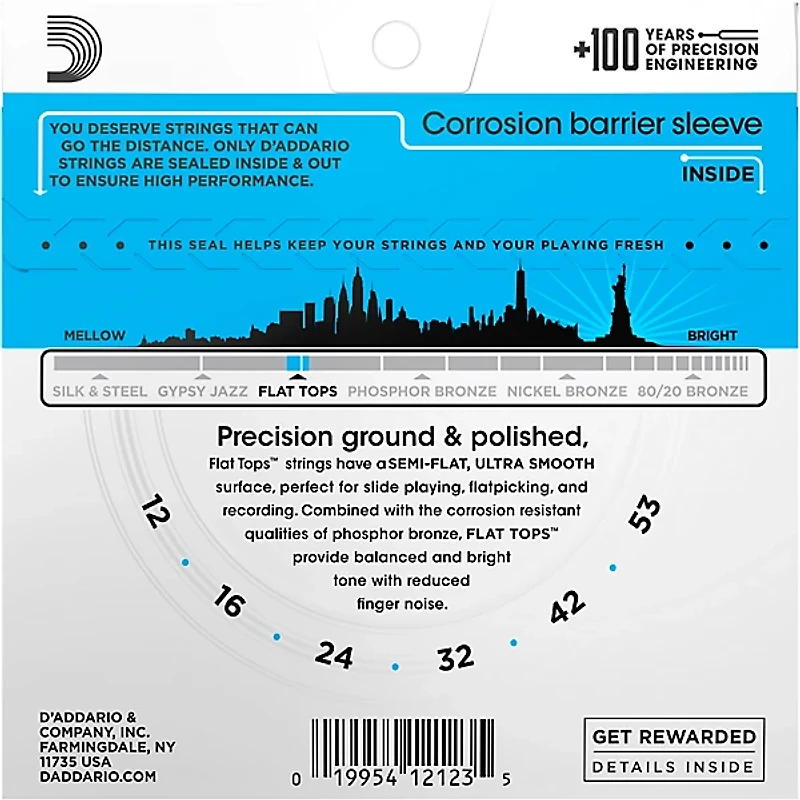 D'Addario EFT16 Flat Top PB Light Acoustic Guitar Strings