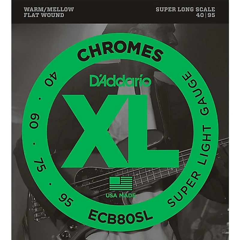 D'Addario ECB80SL Chromes Flat Wound Super Soft/Long Bass Strings