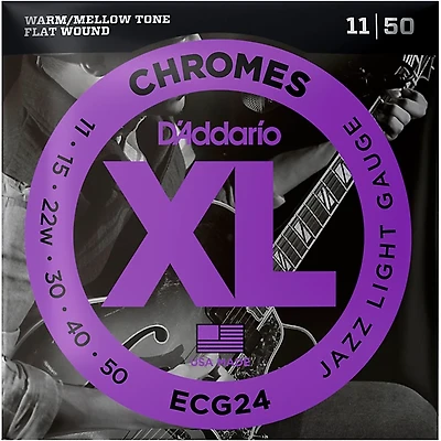 D'Addario XL Chromes Jazz Light Electric Guitar Strings ECG24 Flatwound