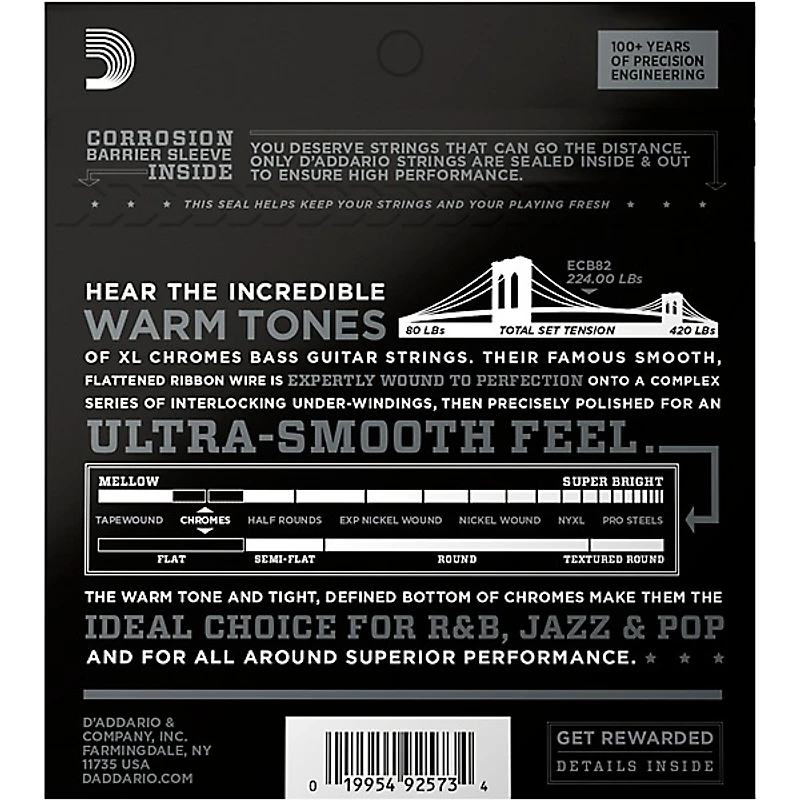 D'Addario ECB82 Chromes Flatwound Medium Bass Strings