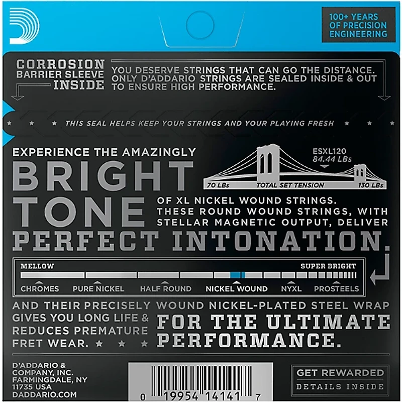 D'Addario ESXL120 Nickel Double Ball End Super Light Electric Guitar Strings