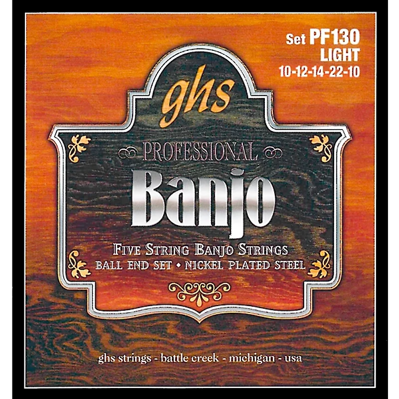GHS PF130 Nickel Ball End 5-String Banjo Strings