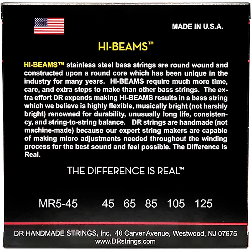 DR Strings Hi-Beams Medium 5-String Bass .125 Low B String