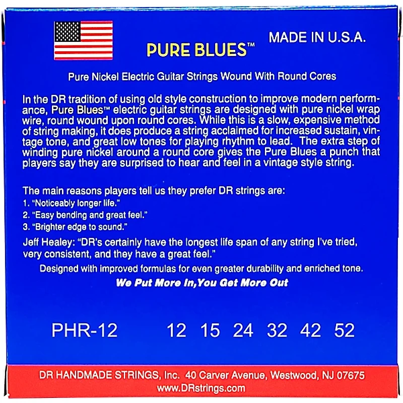 DR Strings PHR12 Pure Blues Nickel Extra Heavy Electric Guitar Strings