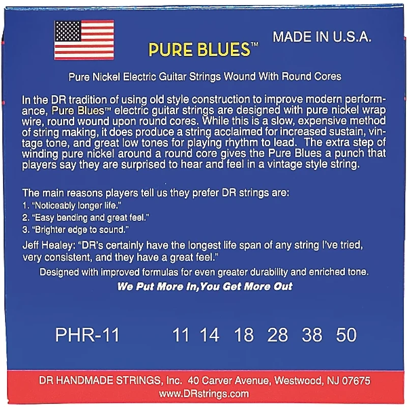DR Strings PHR11 Pure Blues Nickel Heavy Electric Guitar Strings