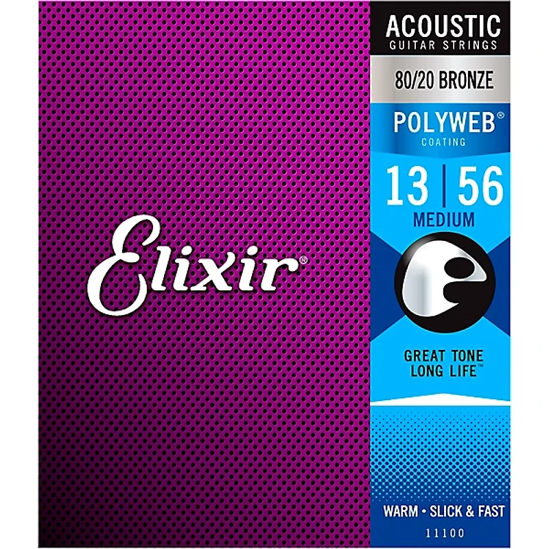Elixir Medium Polyweb Acoustic Guitar Strings