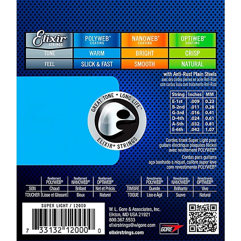 Elixir POLYWEB Super Light (9-42) Electric Guitar Strings