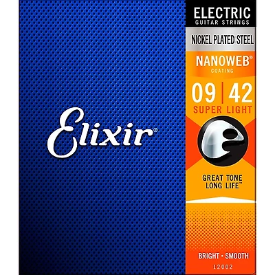 Elixir Electric Guitar Strings with NANOWEB Coating, Super Light (.009-.042)