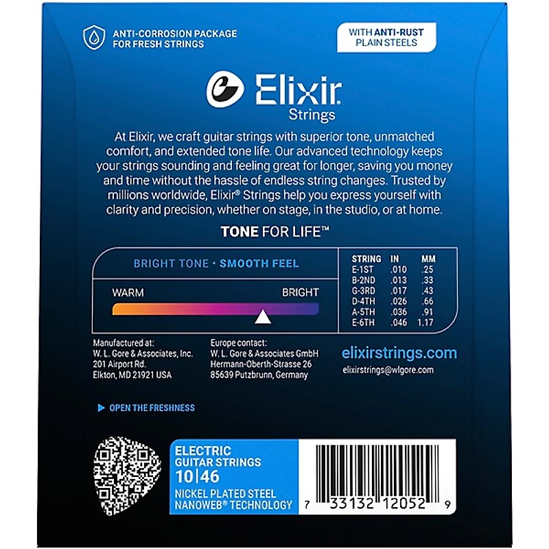 Elixir Electric Guitar Strings With NANOWEB Coating - Light (.010-.046)
