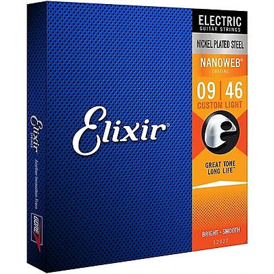 Elixir Electric Guitar Strings with NANOWEB Coating, Custom Light (.009-.046)