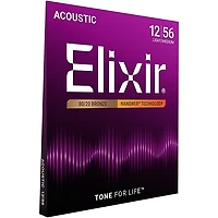Elixir 80/20 Bronze Acoustic Guitar Strings with NANOWEB Coating, Light/Medium (.012-.056)
