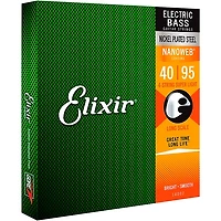 Elixir Nickel-Plated Steel 4-String Bass Strings with NANOWEB Coating, Long Scale, Super Light (.040-.095)