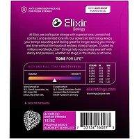 Elixir Phosphor Bronze Acoustic Guitar Strings With NANOWEB Coating, Custom Light (.011-.052)