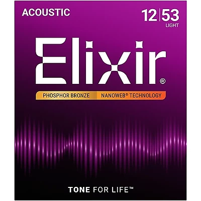 Elixir Phosphor Bronze Acoustic Guitar Strings With NANOWEB Coating