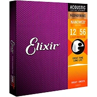 Elixir Phosphor Bronze Acoustic Guitar Strings With NANOWEB Coating, Light/Medium (.012-.056)