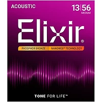 Elixir Phosphor Bronze Acoustic Guitar Strings With NANOWEB Coating, Medium (.013-.056)