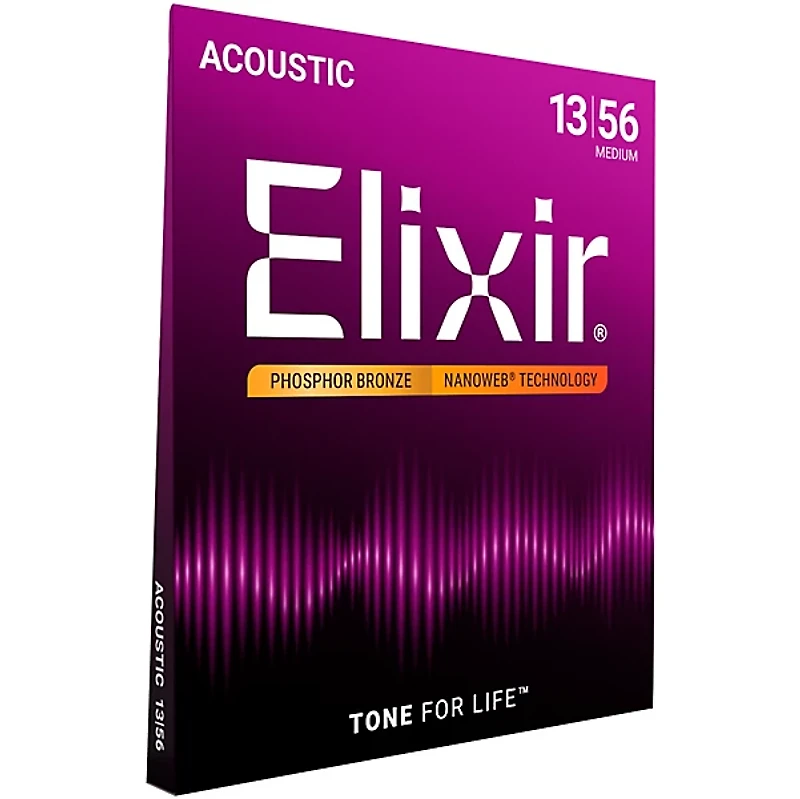 Elixir Phosphor Bronze Acoustic Guitar Strings With NANOWEB Coating, Medium (.013-.056)