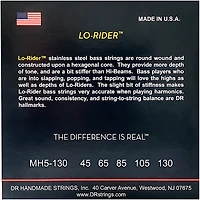 DR Strings Lo Rider MH5-130 Medium Stainless Steel 5-String Bass Strings