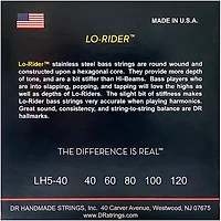 DR Strings Lo Rider LH5-40 Light Stainless Steel 5-String Bass Strings