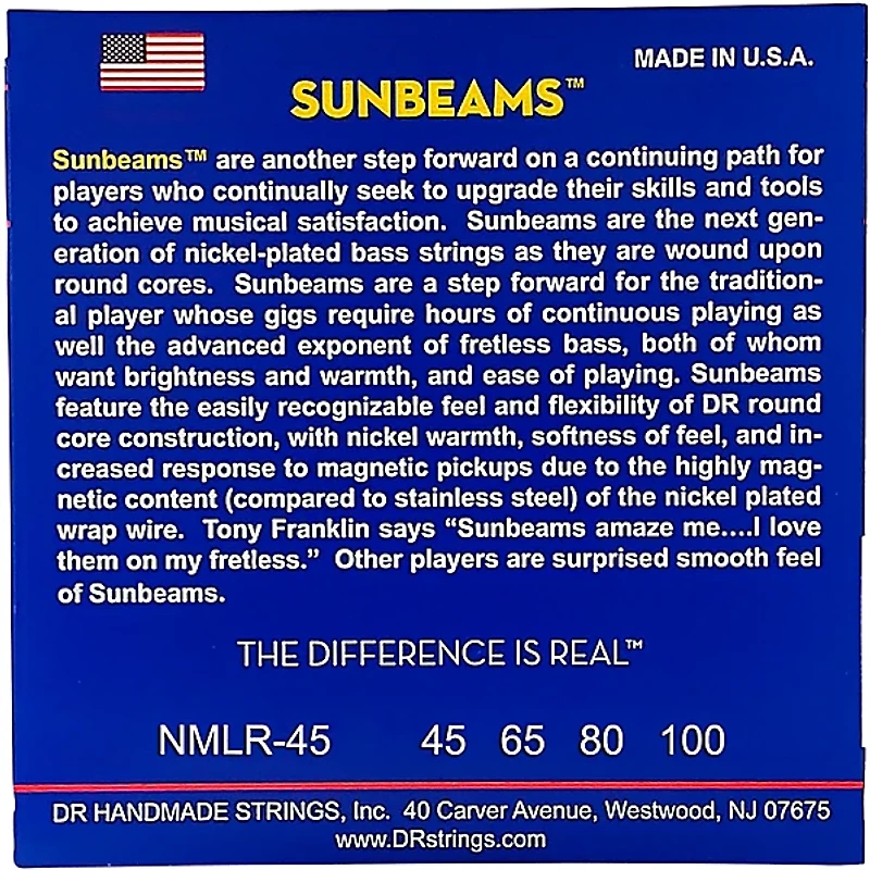 DR Strings Sunbeams NMLR-45 Medium Light 4-String Bass Strings