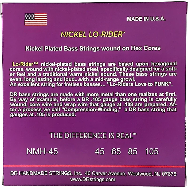 DR Strings Nickel Medium Lo-Riders 4-String Bass Strings