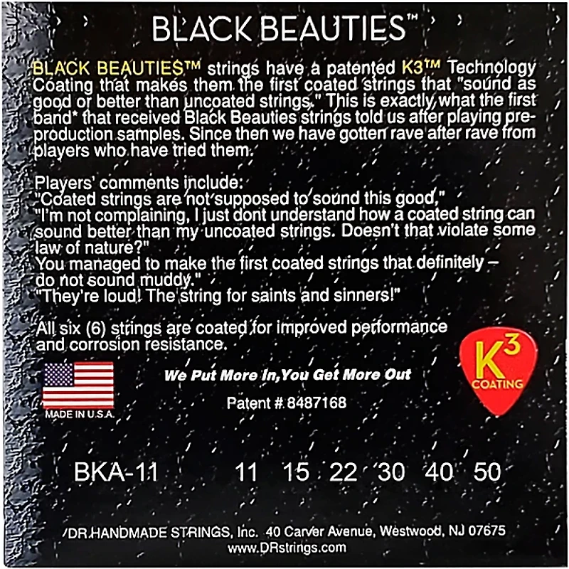 DR Strings Black Beauties Light Acoustic Guitar Strings