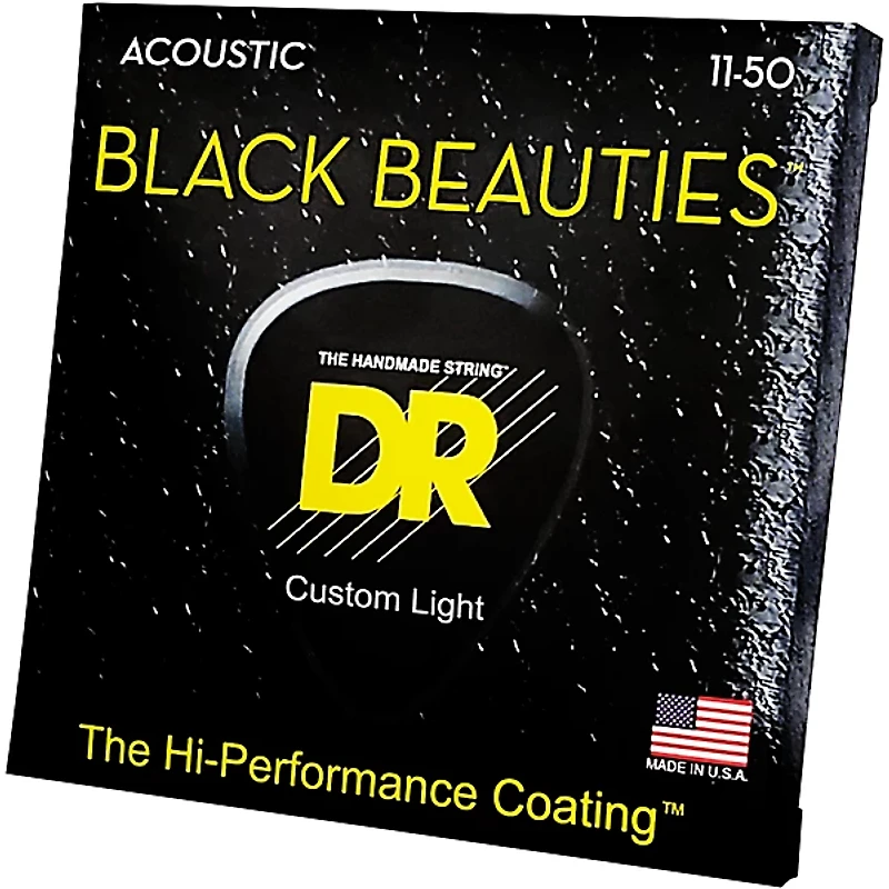 DR Strings Black Beauties Light Acoustic Guitar Strings