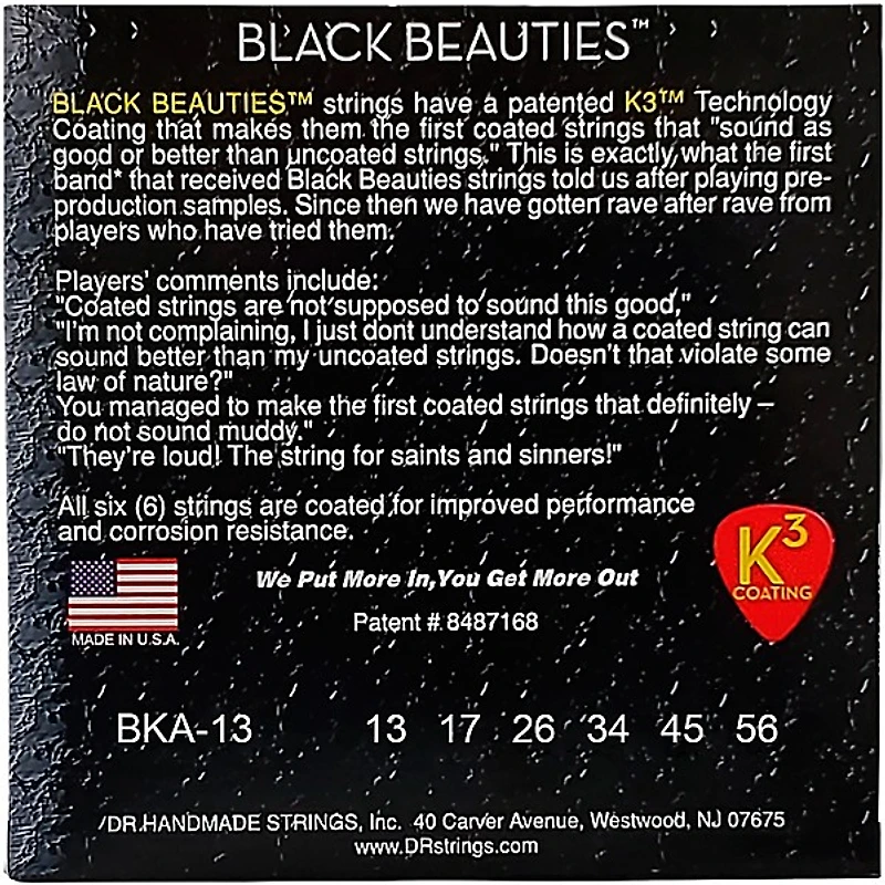 DR Strings Black Beauties Heavy Acoustic Guitar Strings