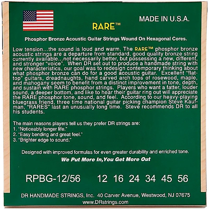 DR Strings Rare Phos Bronze Bluegrass Acoustic Guitar Strings
