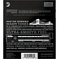 D'Addario ECB81M Chromes Flat Wound Electric Bass Strings Light Medium Scale
