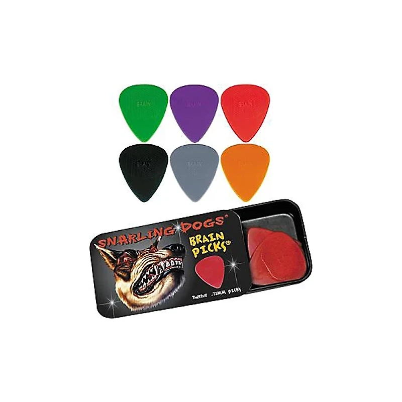 Snarling Dogs Brain Guitar Picks and Tin Box