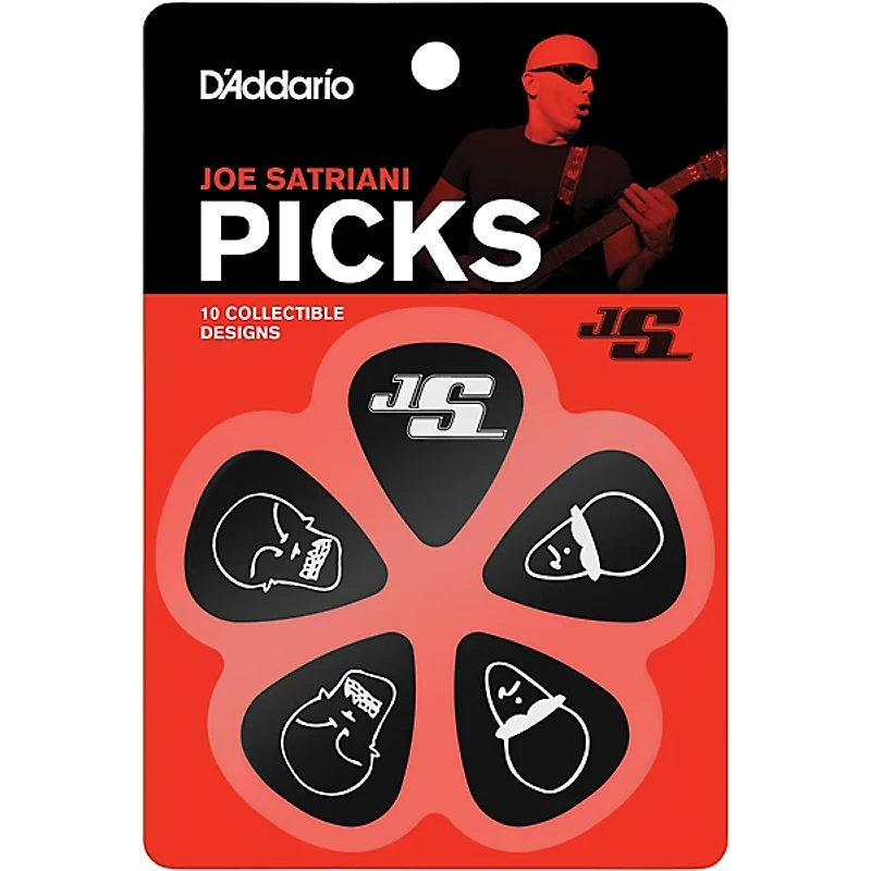D'Addario Joe Satriani Signature Guitar Picks 10-Pack Black Medium