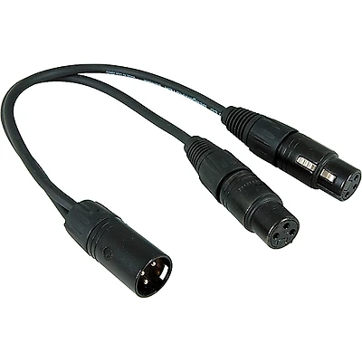 ProCo YMXM2XF-1 Y Mic Cable Male XLR to 2 Female XLR - 1 ft.