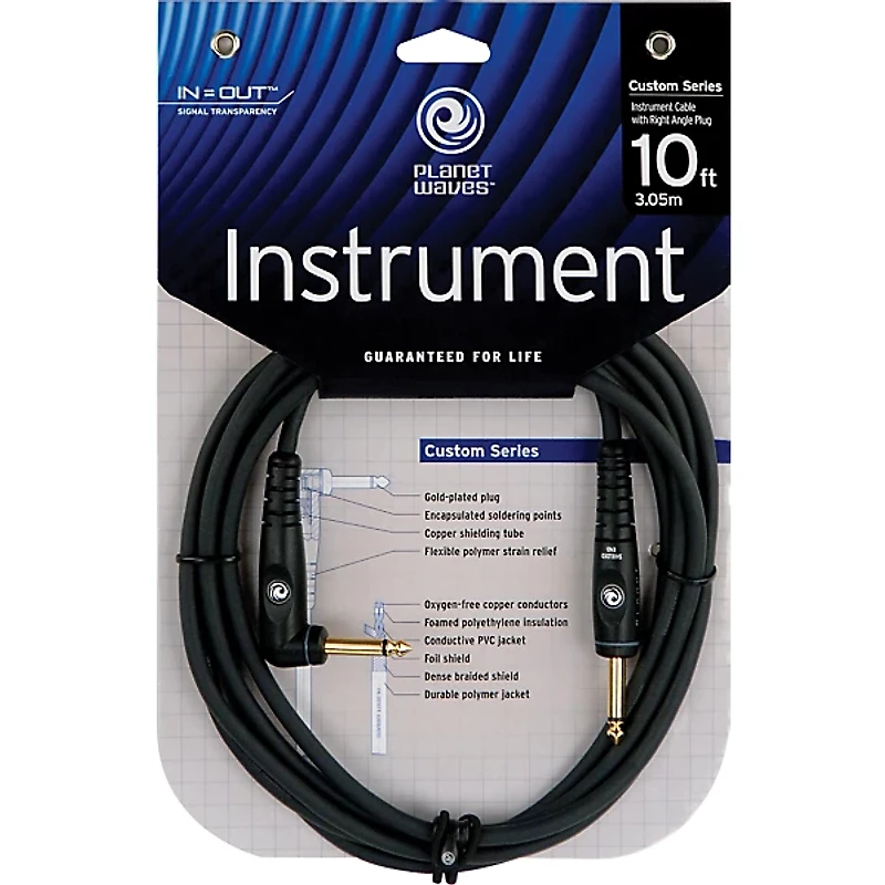 D'Addario Gold-Plated 1/4" Angled - Straight Instrument Cable