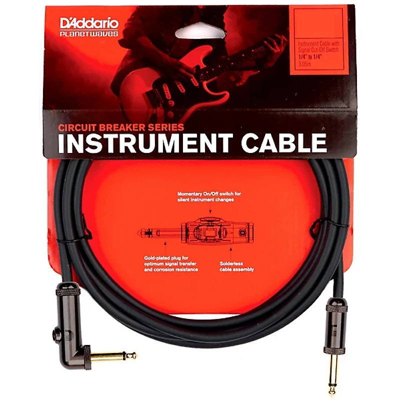 D'Addario PW-AGRA Circuit Breaker Cable Right Angle-Straight