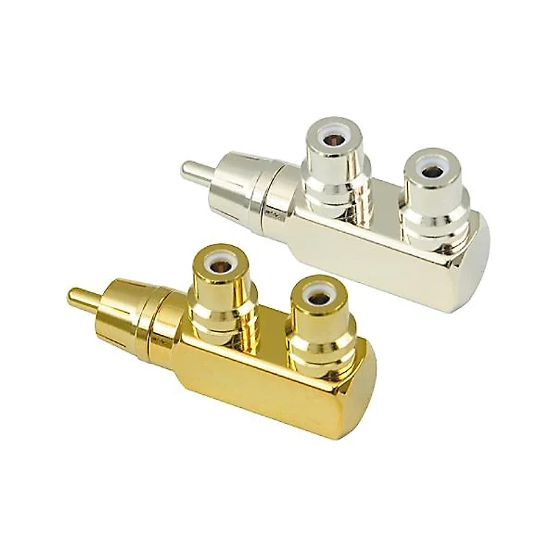 American Recorder Technologies RCA Male to 2 RCA Female Right Angle Adapter Gold