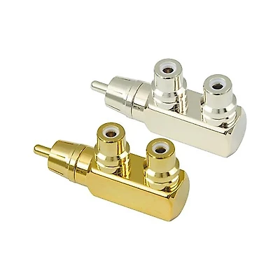 American Recorder Technologies RCA Male to 2 RCA Female Right Angle Adapter Gold