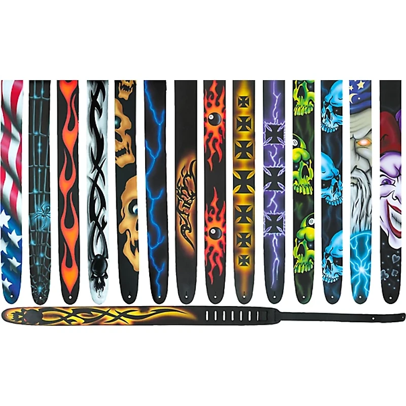 Perri's 2-1/2" Leather Airbrushed Guitar Strap Lightning