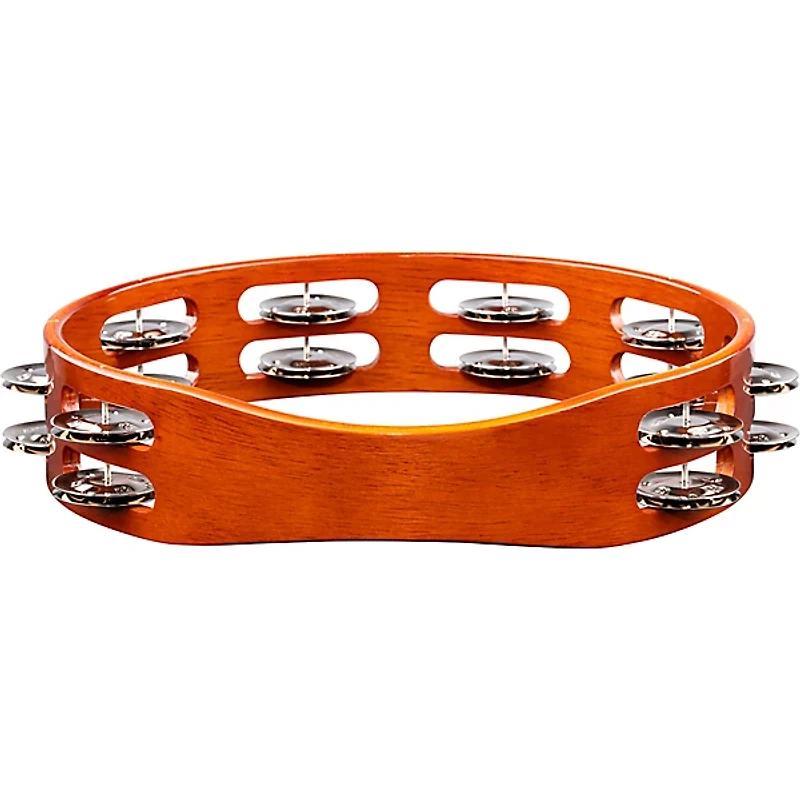 MEINL Wood Tambourine Two Rows Steel Jingles