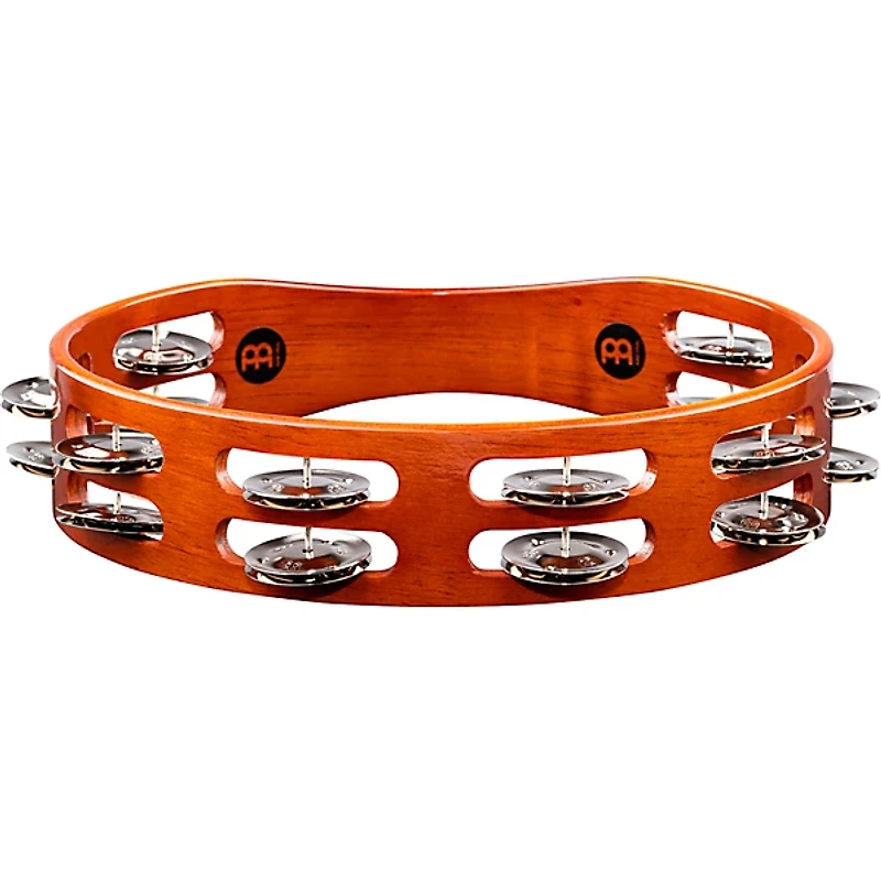 MEINL Wood Tambourine Two Rows Steel Jingles