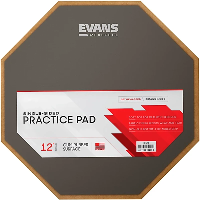Evans RF12G RealFeel Drum Practice Pad Gray 12 in.