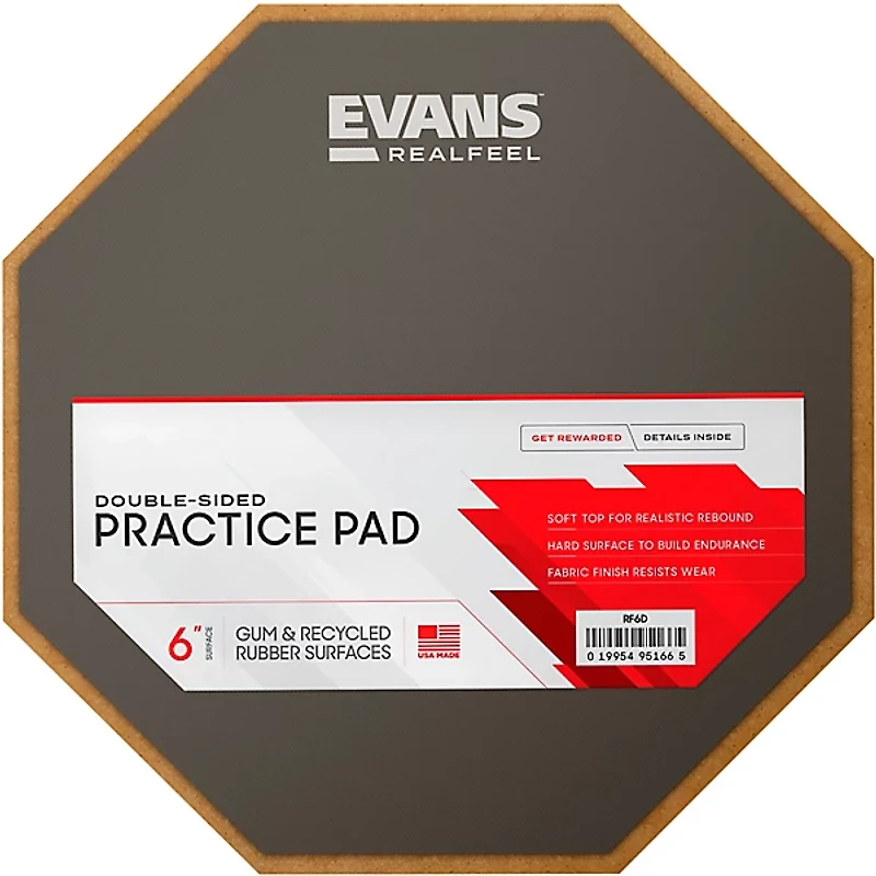 EVANS RealFeel 2-Sided Speed and Workout Drum Pad