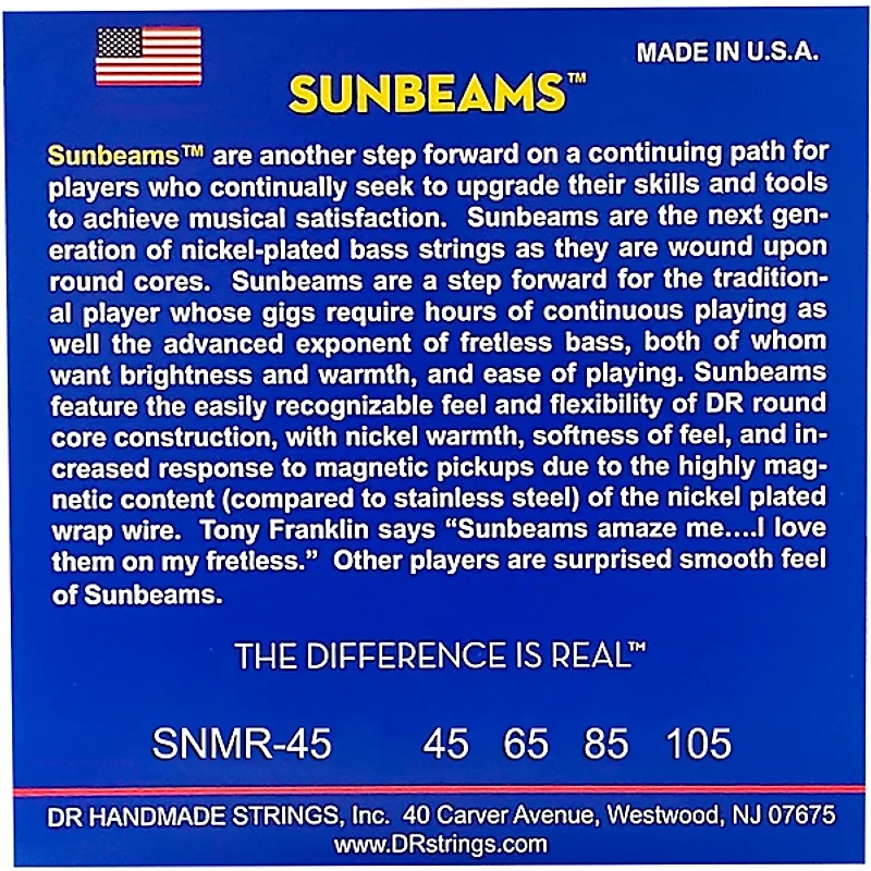DR Strings Sunbeams SNMR-45 Medium Short Scale 4 String Bass Strings