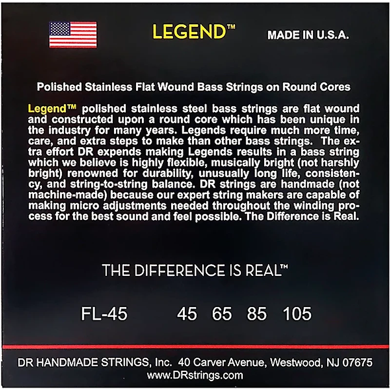 DR Strings Flatwound Legend Bass Strings Medium