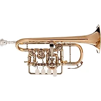 Scherzer Meister Johannes Rotary Valve Piccolo Trumpet Lacquer Gold Brass Bell