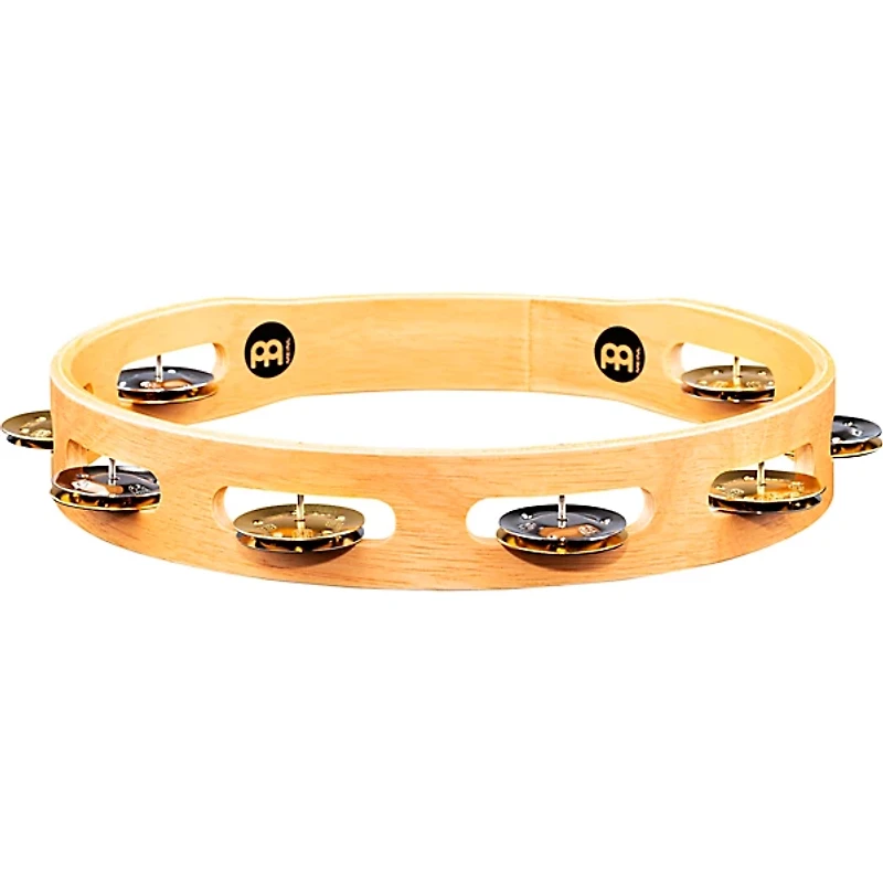 MEINL Recording-Combo Wood Tambourine One Row Dual Alloy Jingles Super Natural
