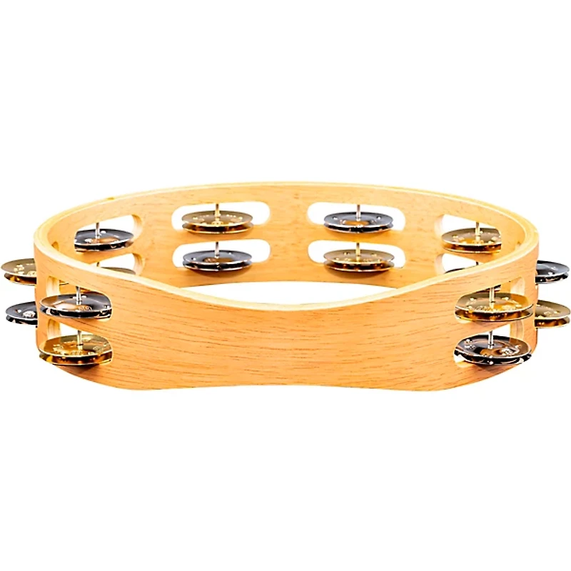 MEINL Recording-Combo Wood Tambourine Two Rows Dual Alloy Jingles Super Natural