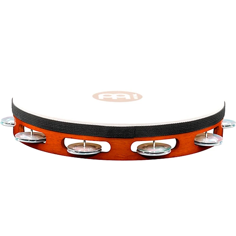MEINL Goat-Skin Wood Tambourine One Row Aluminum Jingles African Brown